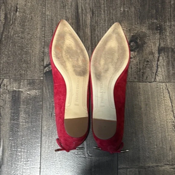 Ivanka Trump Red Suede Flats with Cutout Design - Picture 7 of 7